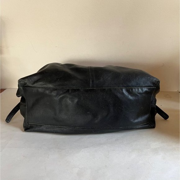 Armani Exchange Pleated Napa Leather Hobo Bag Nickel Logo Plate Hardware Slouch - Picture 6 of 16